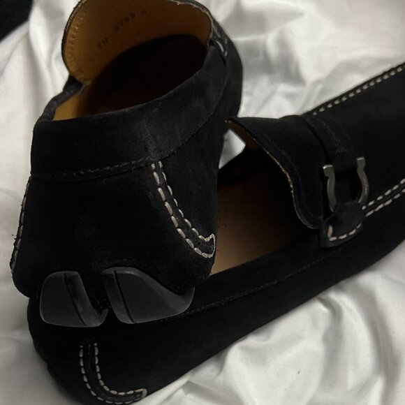 MEN'S SALVATORE FERRAGAMO BLACK SUEDE DRIVERS SIZE US 11 DUBLO 2 NERO BUC SUEDE - Picture 6 of 15